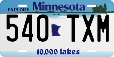 MN license plate 540TXM
