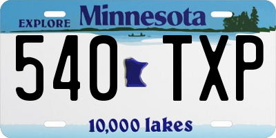 MN license plate 540TXP