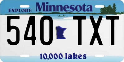 MN license plate 540TXT