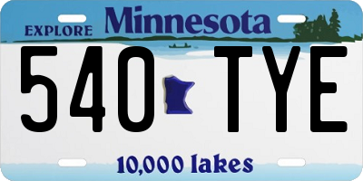 MN license plate 540TYE