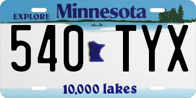 MN license plate 540TYX