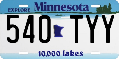 MN license plate 540TYY