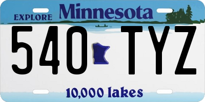 MN license plate 540TYZ