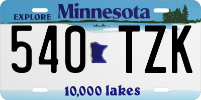 MN license plate 540TZK