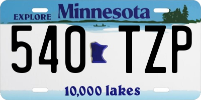 MN license plate 540TZP