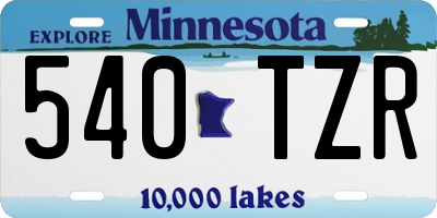 MN license plate 540TZR
