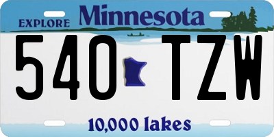MN license plate 540TZW