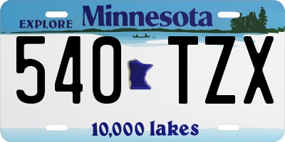 MN license plate 540TZX