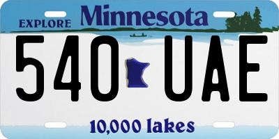 MN license plate 540UAE