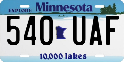 MN license plate 540UAF