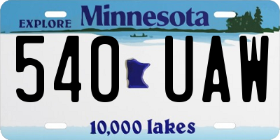 MN license plate 540UAW