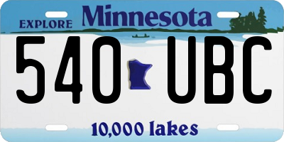MN license plate 540UBC
