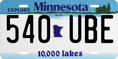 MN license plate 540UBE