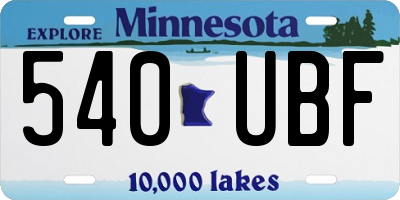 MN license plate 540UBF