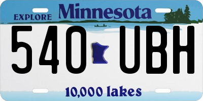 MN license plate 540UBH