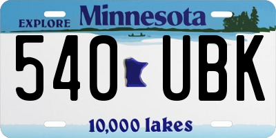 MN license plate 540UBK