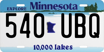 MN license plate 540UBQ