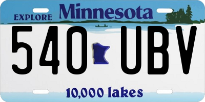 MN license plate 540UBV