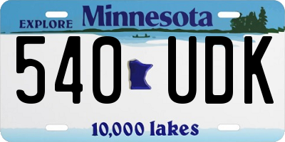 MN license plate 540UDK