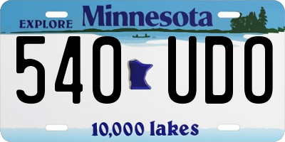 MN license plate 540UDO