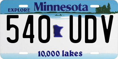 MN license plate 540UDV