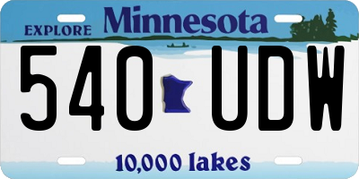 MN license plate 540UDW