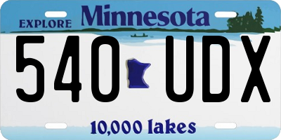 MN license plate 540UDX