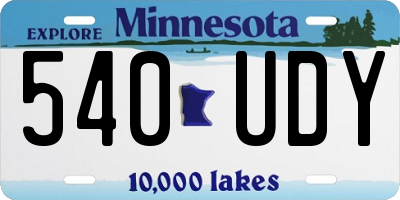 MN license plate 540UDY