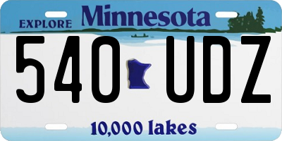 MN license plate 540UDZ