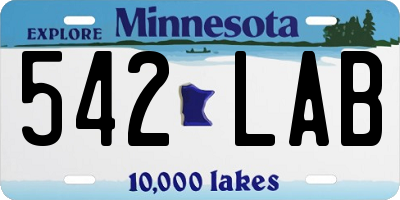 MN license plate 542LAB