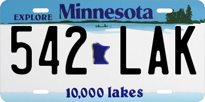 MN license plate 542LAK