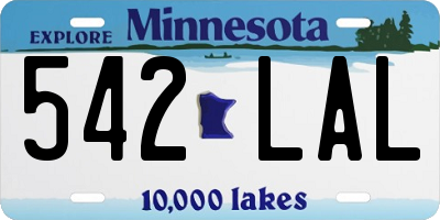 MN license plate 542LAL