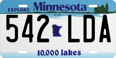 MN license plate 542LDA