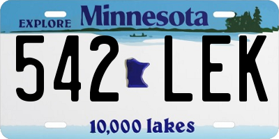 MN license plate 542LEK