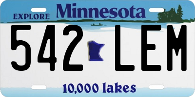 MN license plate 542LEM