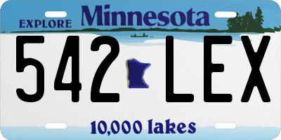 MN license plate 542LEX