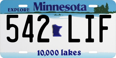 MN license plate 542LIF