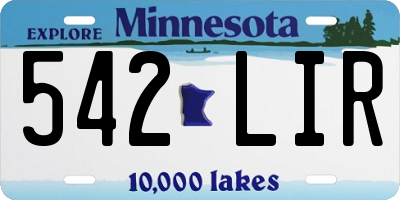 MN license plate 542LIR