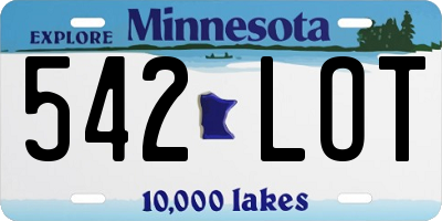 MN license plate 542LOT