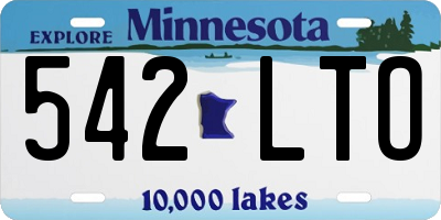 MN license plate 542LTO