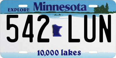 MN license plate 542LUN