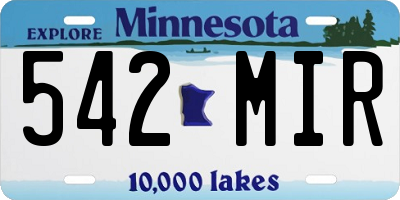 MN license plate 542MIR