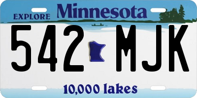 MN license plate 542MJK