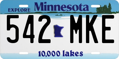 MN license plate 542MKE