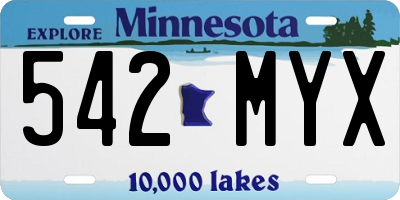 MN license plate 542MYX