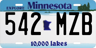 MN license plate 542MZB