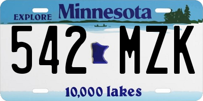 MN license plate 542MZK