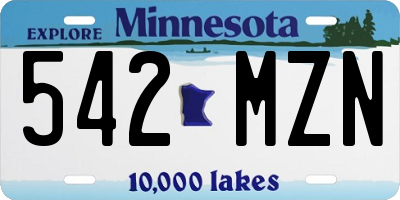 MN license plate 542MZN