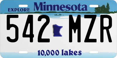 MN license plate 542MZR