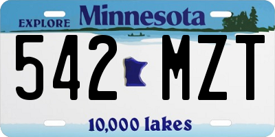 MN license plate 542MZT